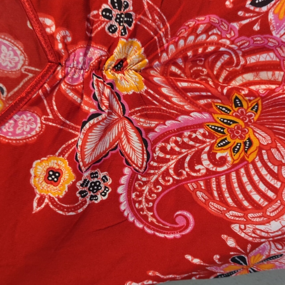 Festival Y2K Guess Jeans Semi Sheer Red Small Stretch Printed Floral Depop Vtg - Picture 7 of 12